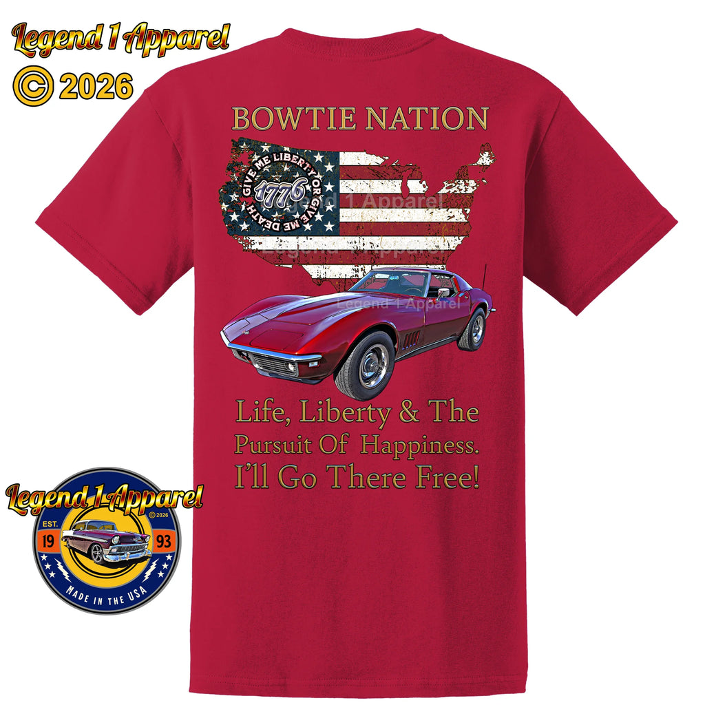 1969 Chevrolet C3 Corvette Bowtie Nation T-Shirt – 69 Chevy Classic Car Graphic Tee