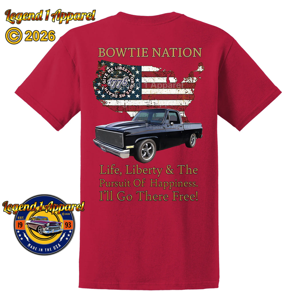 1985 Chevrolet C10 Square Body Pick Up Truck Bowtie Nation T-Shirt – 85 Chevy Classic Truck Graphic Tee
