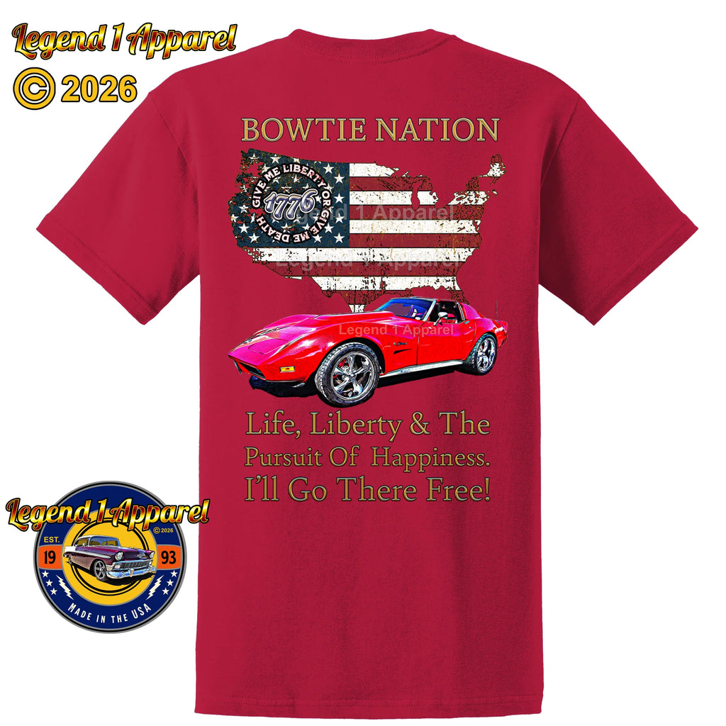 1974 Chevrolet C3 Corvette Bowtie Nation T-Shirt – 74 Chevy Classic Car Graphic Tee