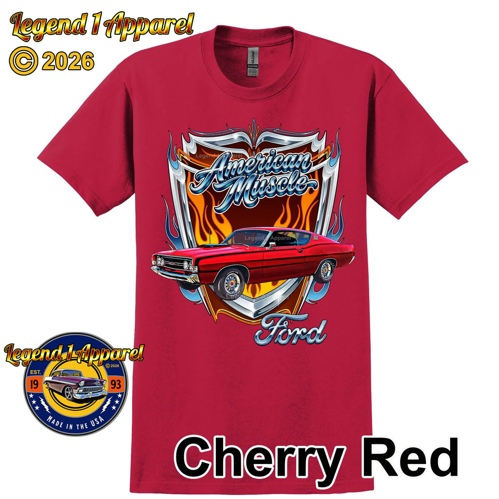 1968 Ford Torino GT Classic Car Graphic Tee – American Muscle T-Shirt