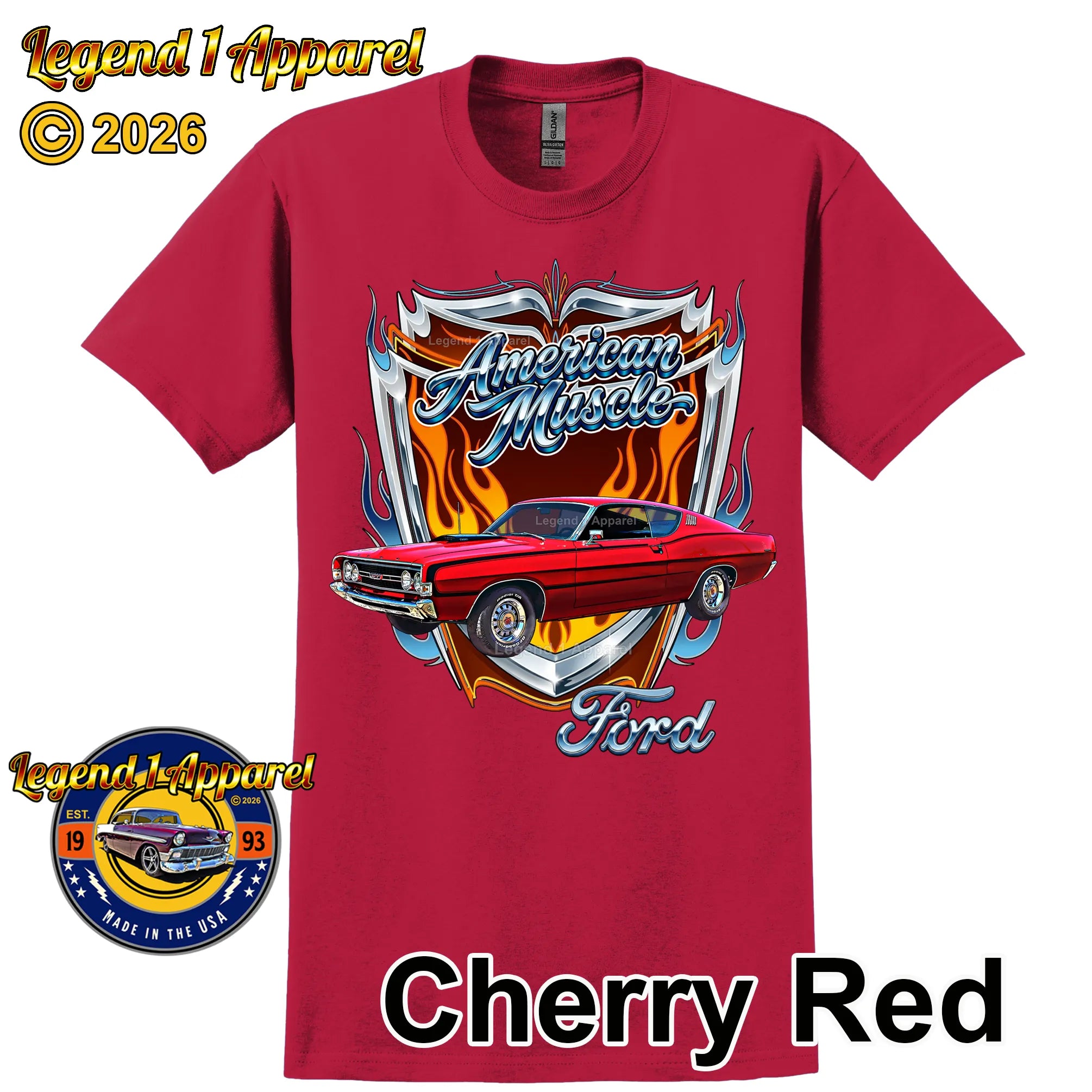 1968 Ford Torino GT Classic Car Graphic Tee – American Muscle T-Shirt