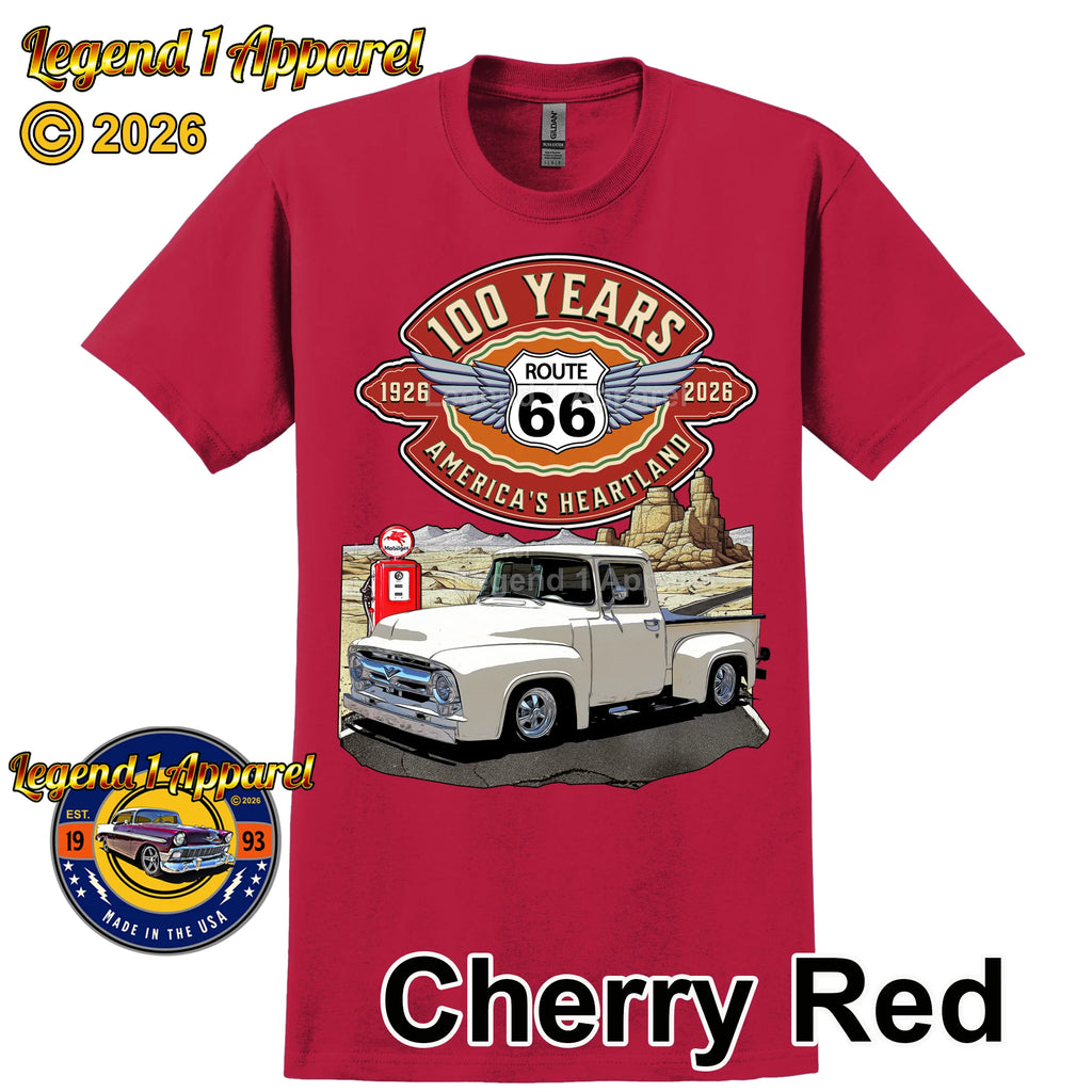 1956 Ford Pick Up Classic Truck Graphic Tee – Route 66 100 Years T-Shirt
