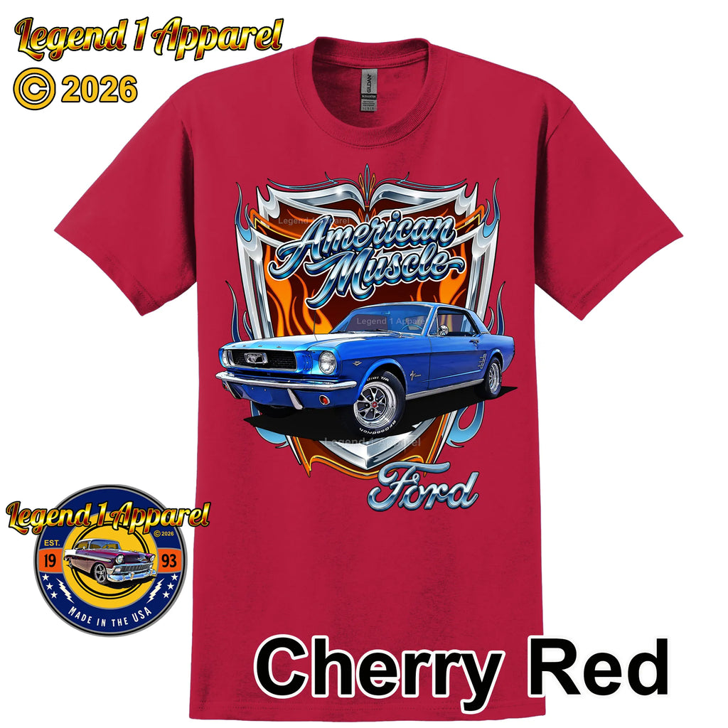 1966 Ford Mustang Hardtop Car Graphic Tee – American Muscle T-Shirt