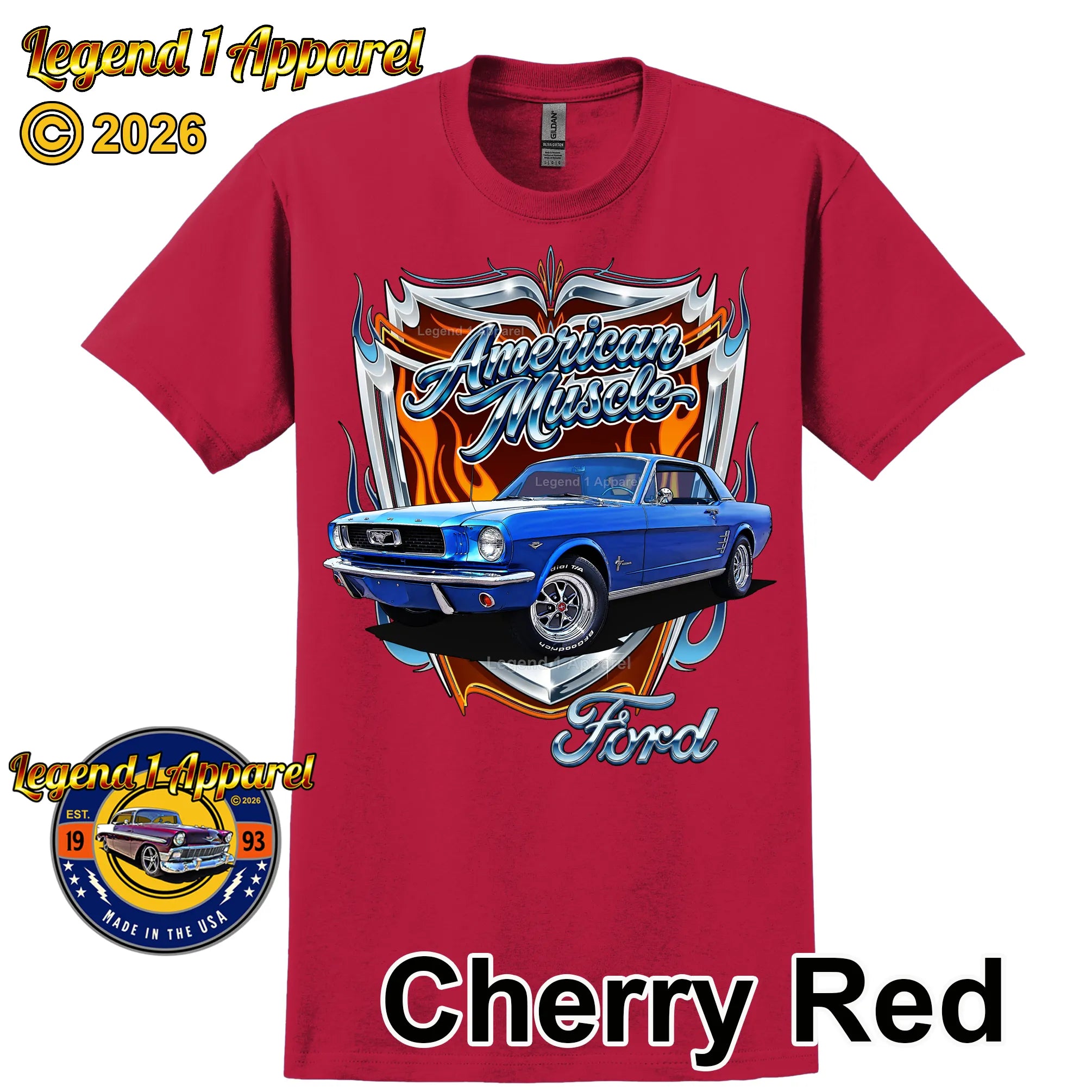1966 Ford Mustang Hardtop Car Graphic Tee – American Muscle T-Shirt