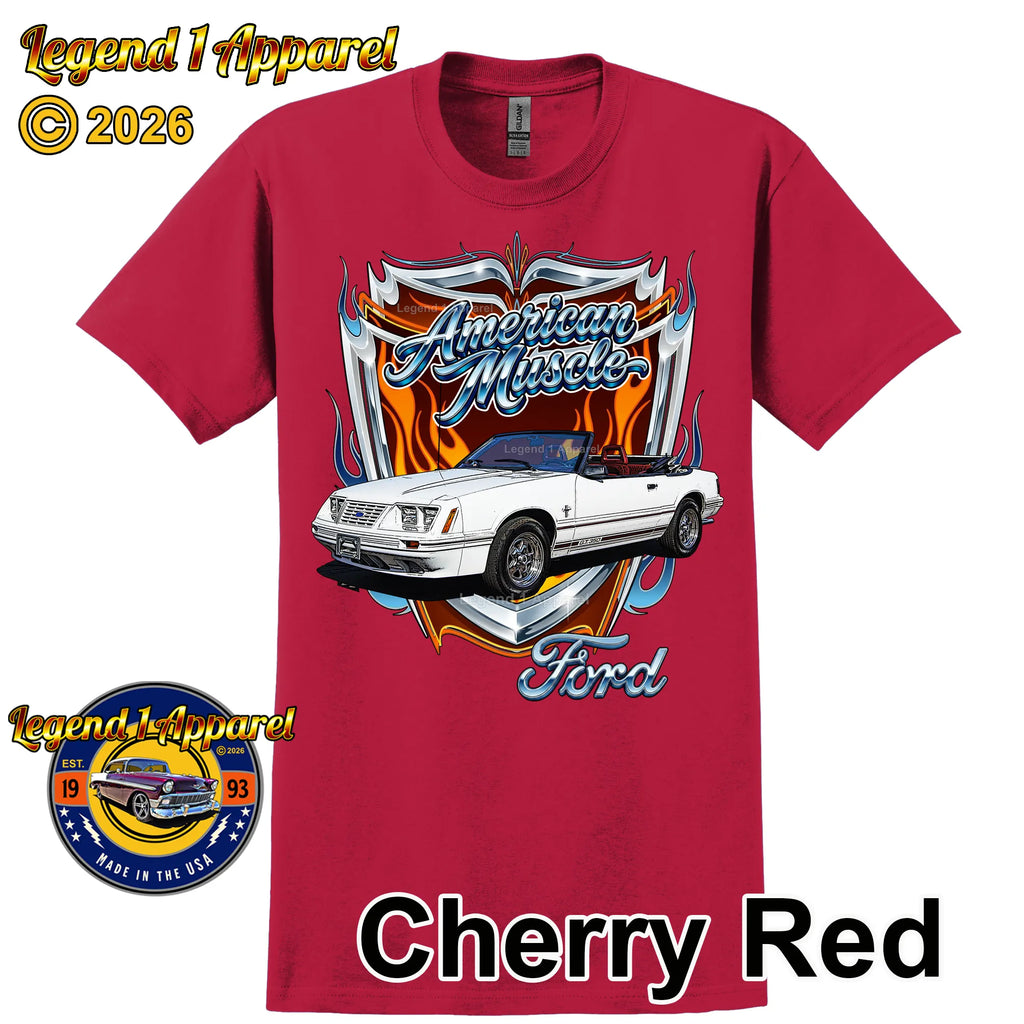 1984 Ford Mustang GT Classic Car Graphic Tee – American Muscle T-Shirt