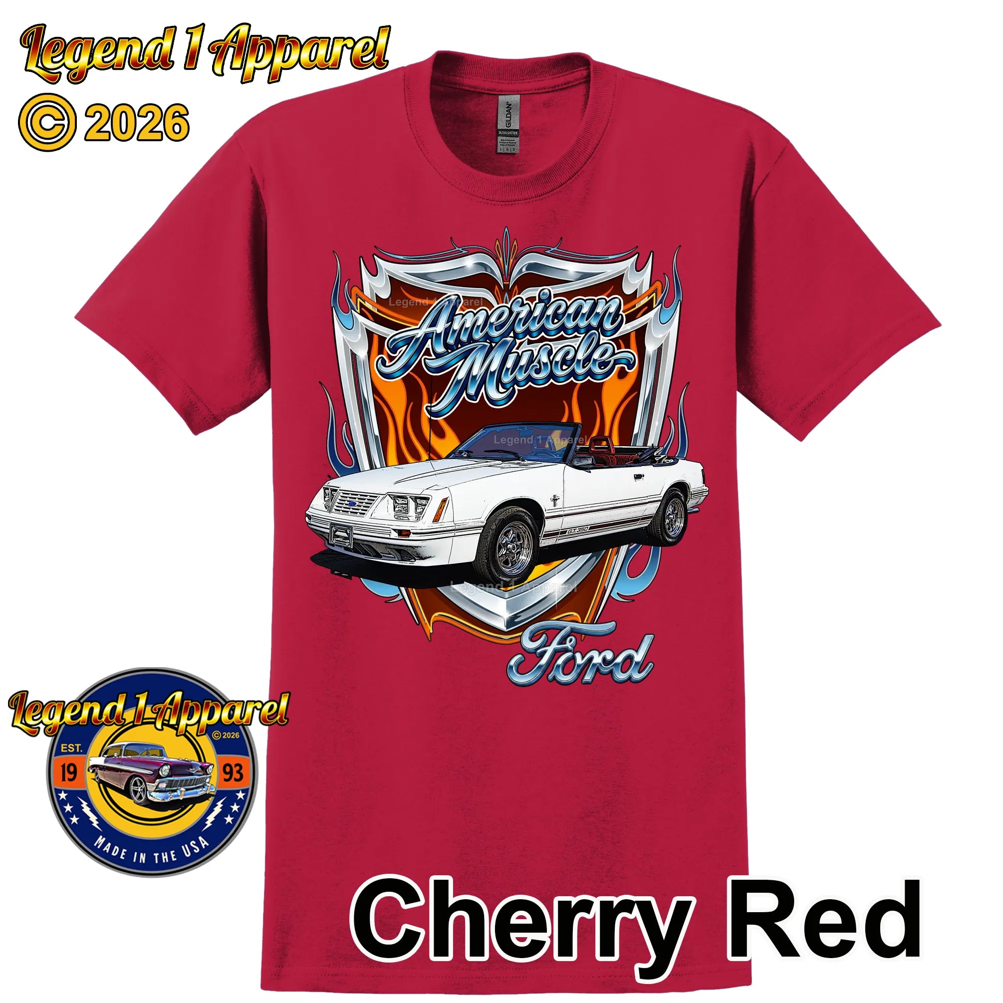 1984 Ford Mustang GT Classic Car Graphic Tee – American Muscle T-Shirt
