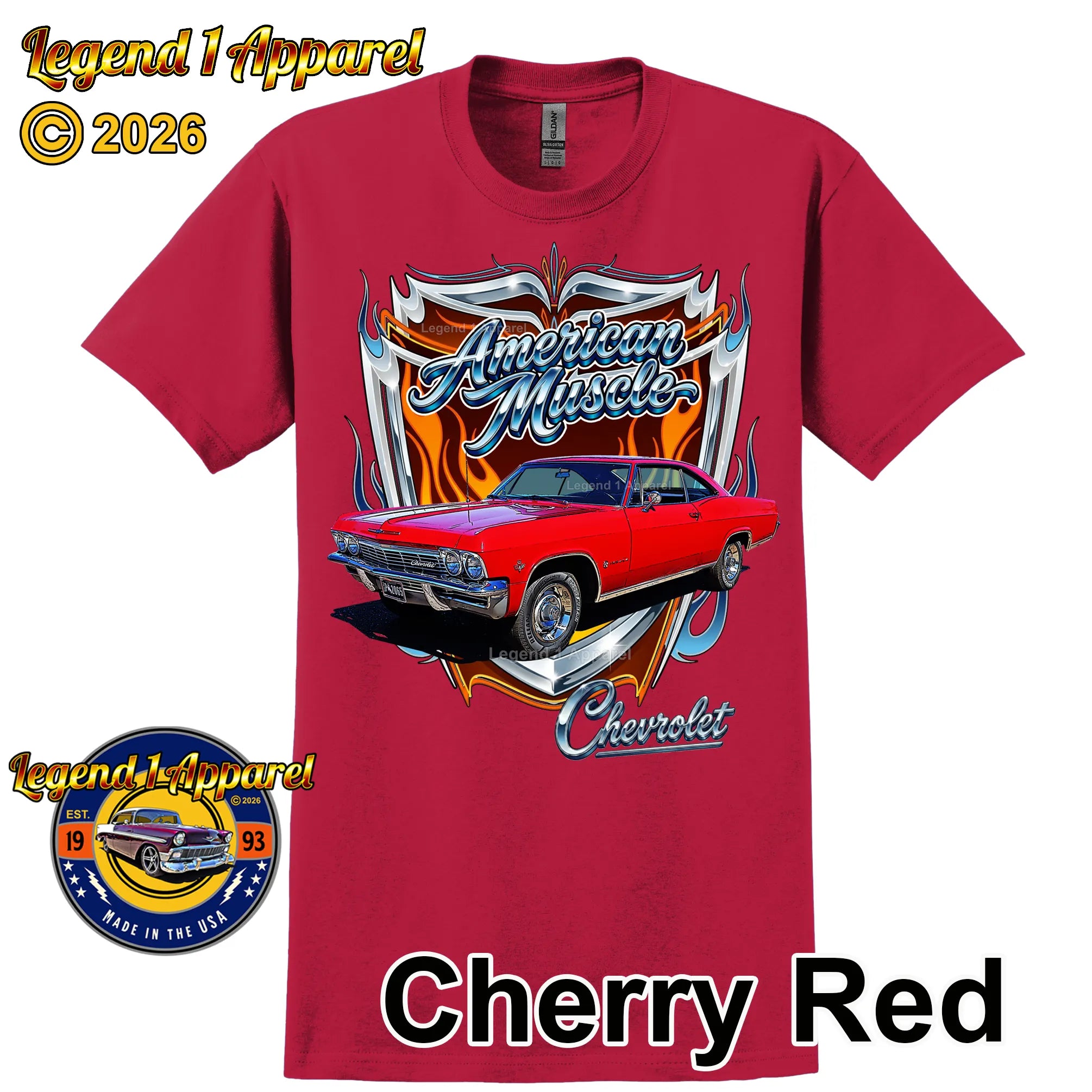 1965 Chevrolet Impala SS American Muscle T-Shirt – 65 Chevy Classic Car Graphic Tee