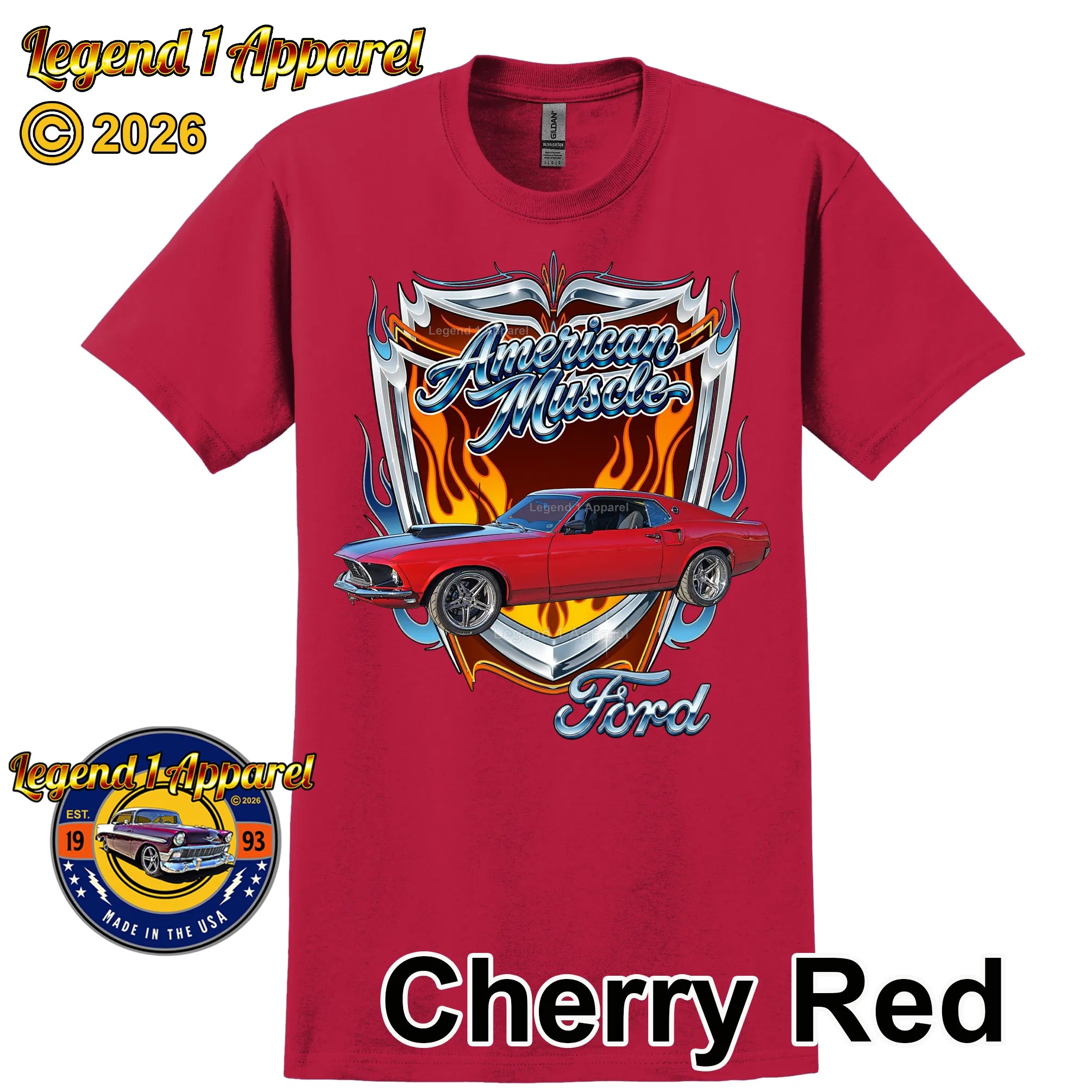1969 Ford Mustang Fastback Classic Car Graphic Tee – American Muscle T-Shirt