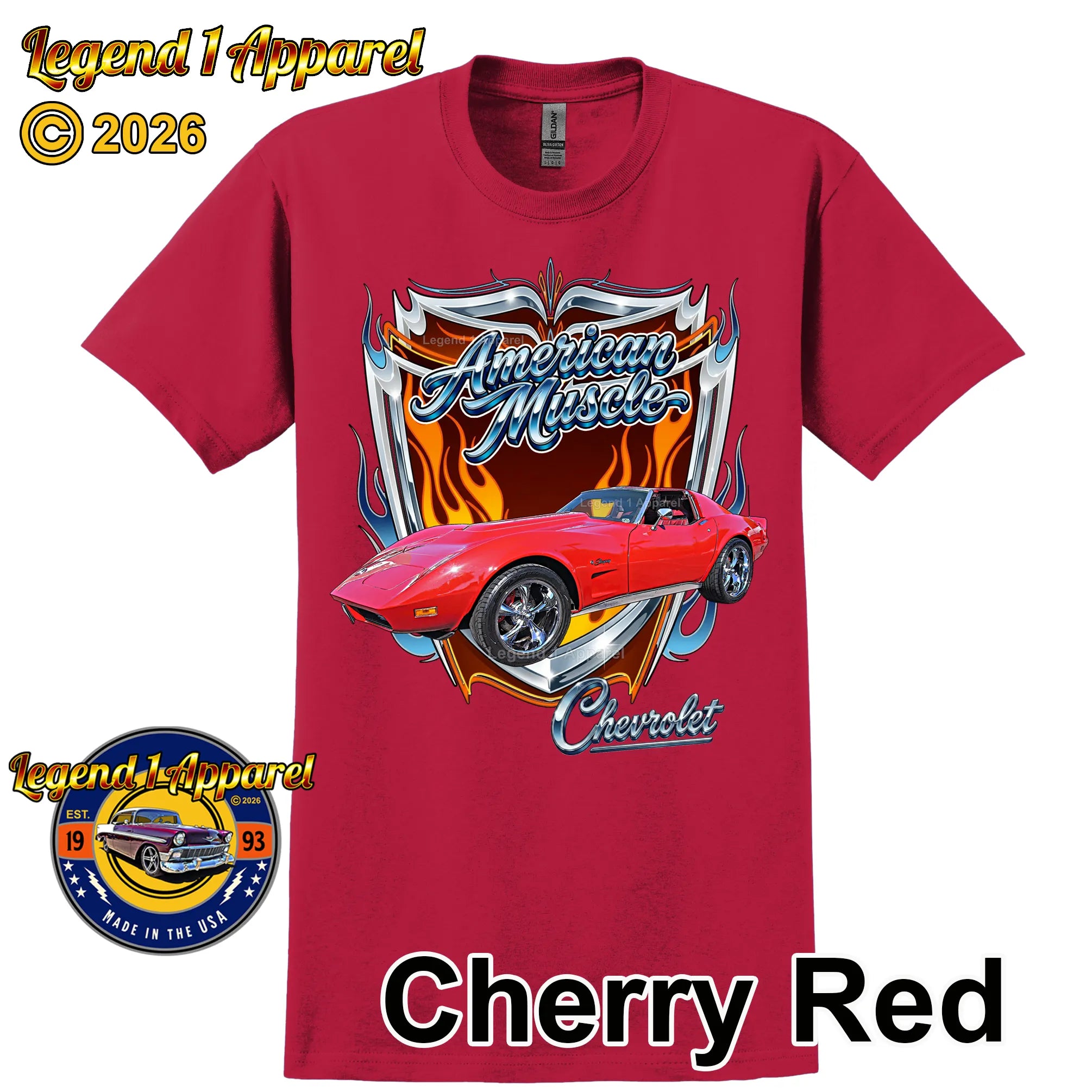1974 Chevrolet Corvette C3 American Muscle T-Shirt – 74 Chevy Classic Car Graphic Tee