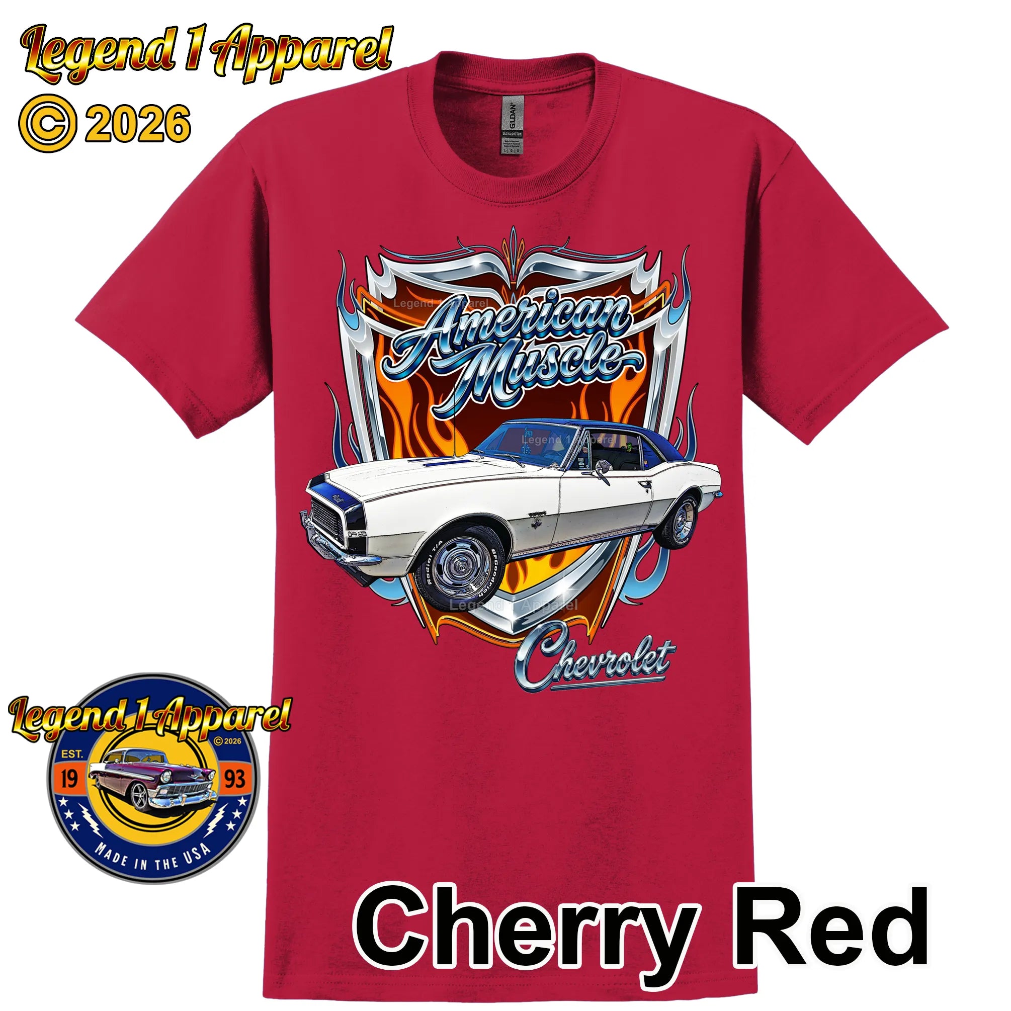 1967 Chevrolet Camaro American Muscle T-Shirt – 67 Chevy Classic Car Graphic Tee