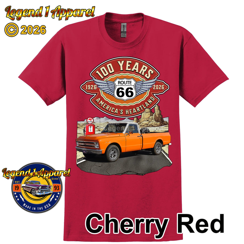 1967 Chevrolet Pick up Classic Truck Graphic Tee – Route 66 100 Years T-Shirt