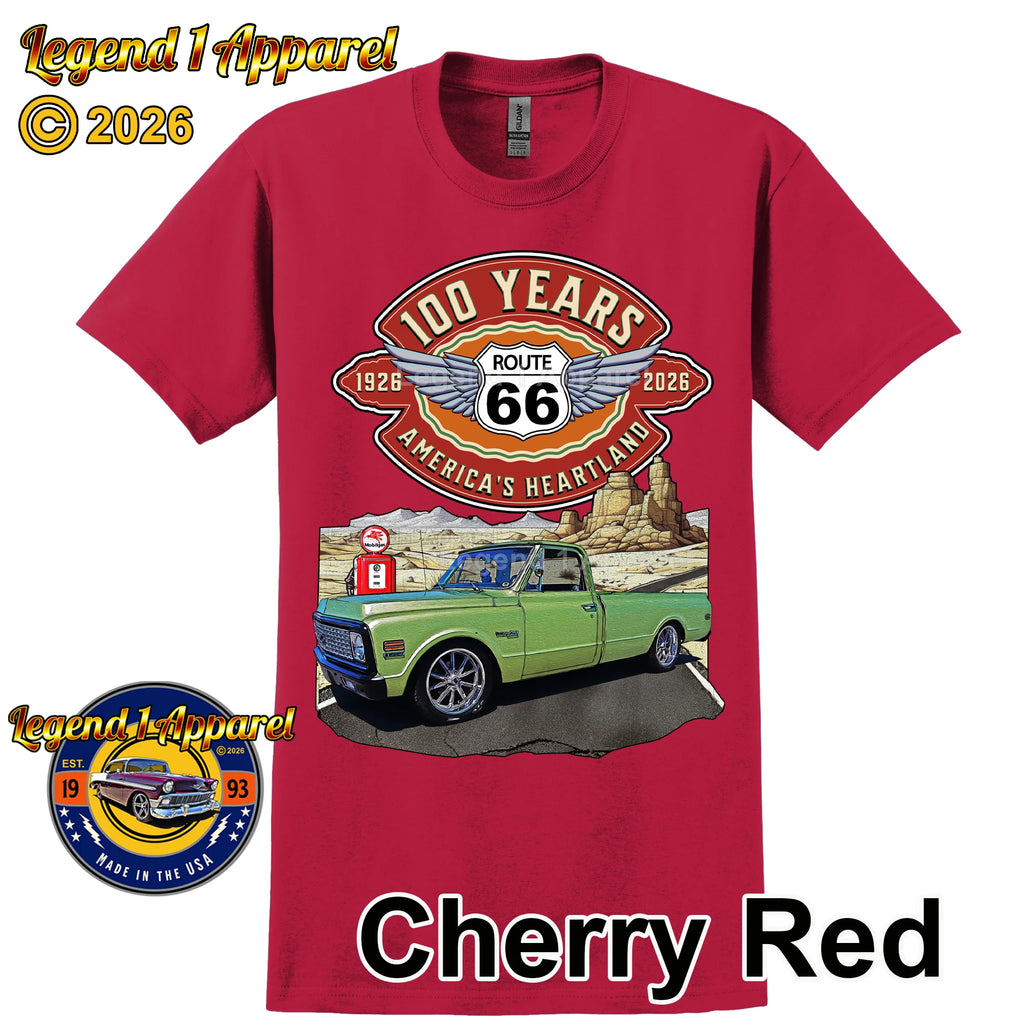 1972 Chevrolet Pick up Classic Truck Graphic Tee – Route 66 100 Years T-Shirt