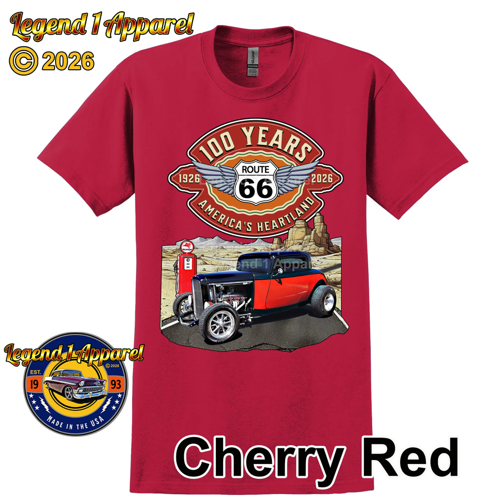 1932 Ford Coupe Classic Car Graphic Tee – Route 66 100 Years T-Shirt