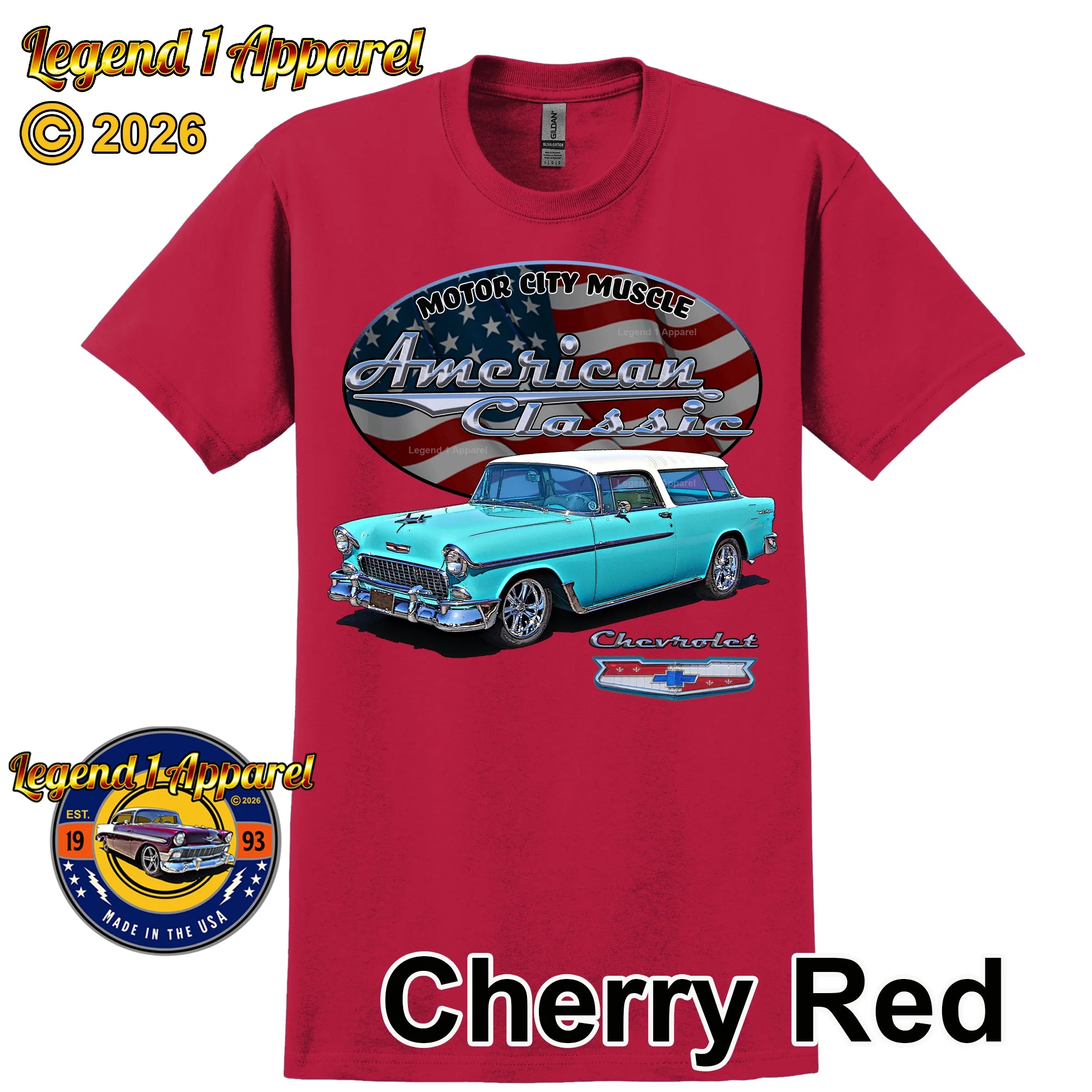 1955 Chevrolet Bel Air Nomad - American Classic Muscle Car T-shirt