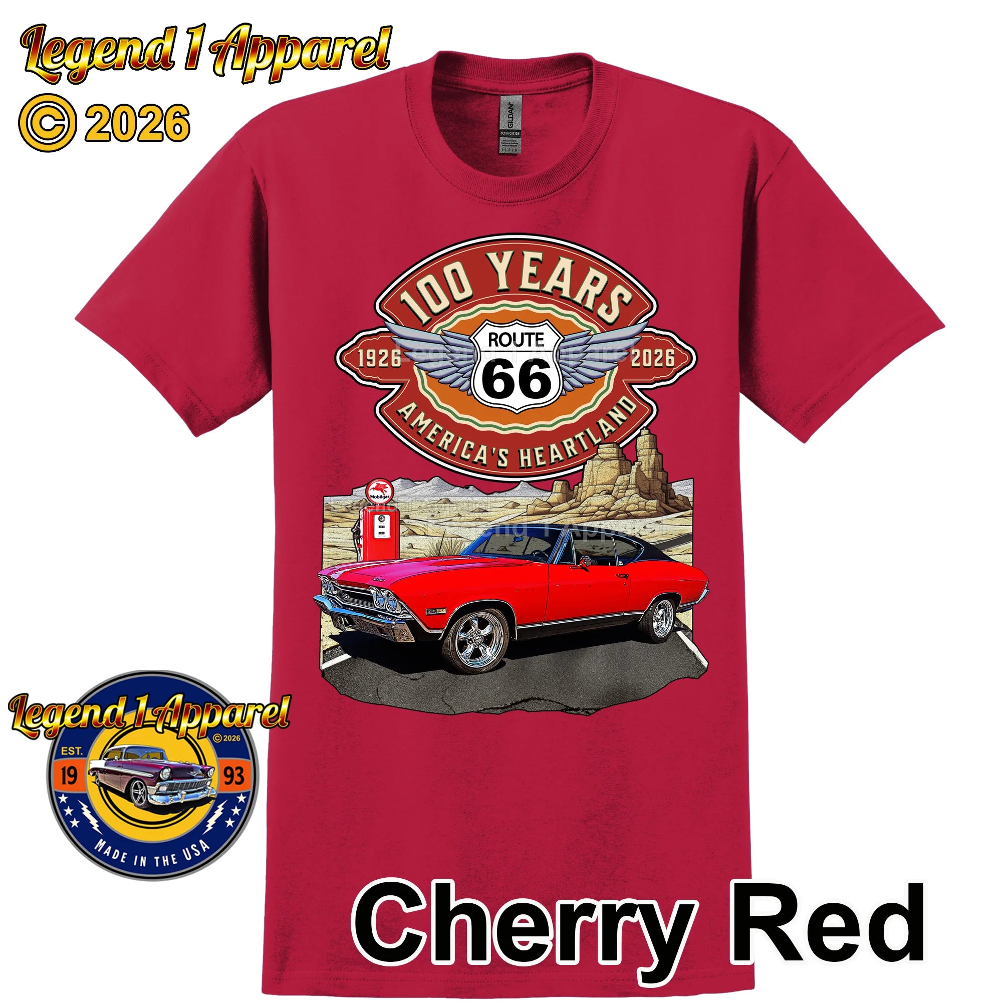 1968 Chevrolet Chevelle SS Classic Car Graphic Tee – Route 66 100 Years T-Shirt