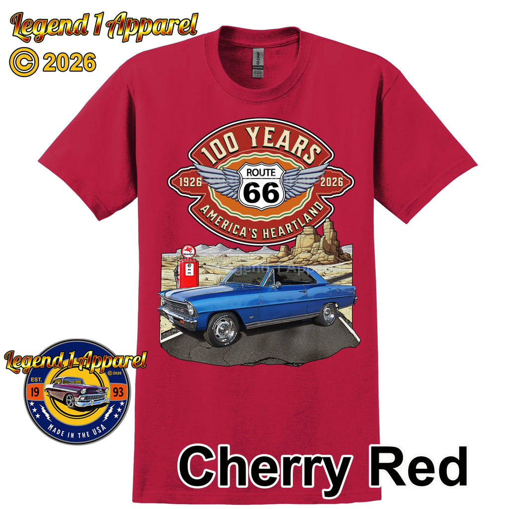 1967 Chevrolet Nova SS Classic Car Graphic Tee – Route 66 100 Years T-Shirt