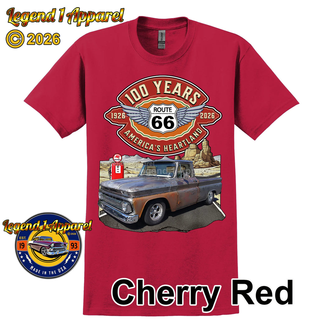 1965 Chevrolet Pick up Classic Truck Graphic Tee – Route 66 100 Years T-Shirt