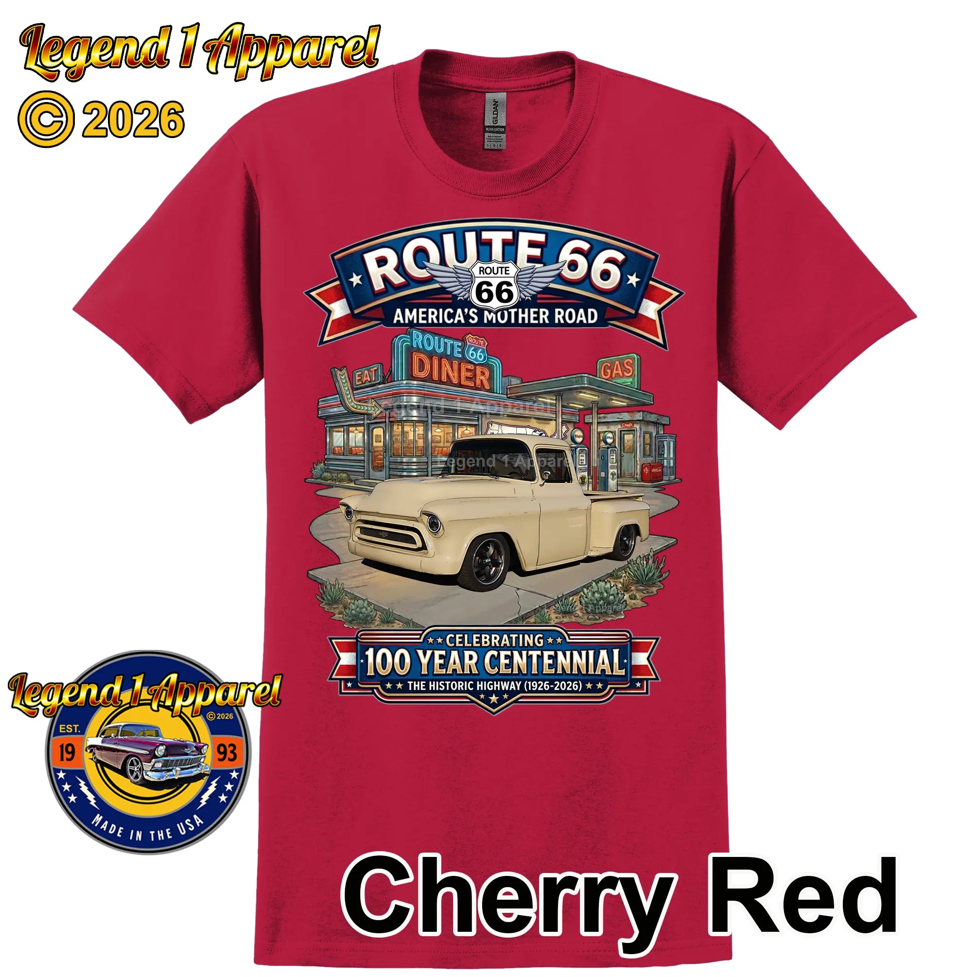 1957 Chevrolet Pick up Classic Truck Graphic Tee – Route 66 Centennial T-Shirt