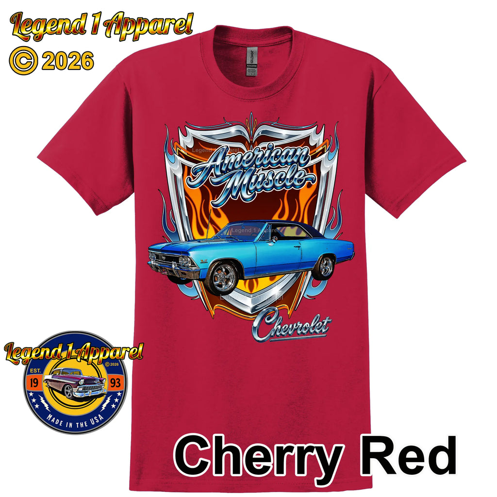 1966 Chevrolet Chevelle SS American Muscle T-Shirt – 66 Chevy Classic Car Graphic Tee