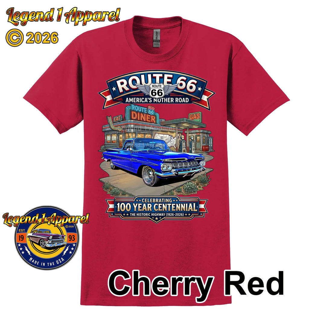 1959 Chevrolet El Camino Classic Truck Graphic Tee – Route 66 Centennial T-Shirt