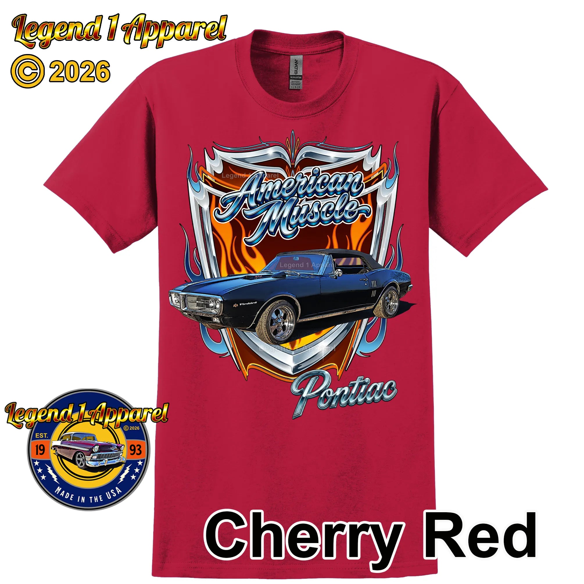 1967 Pontiac Firebird American Muscle T-Shirt – 67 Firebird Classic Car Graphic Tee