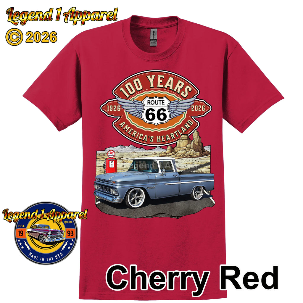 1960 Chevrolet Pick up Classic Truck Graphic Tee – Route 66 100 Years T-Shirt