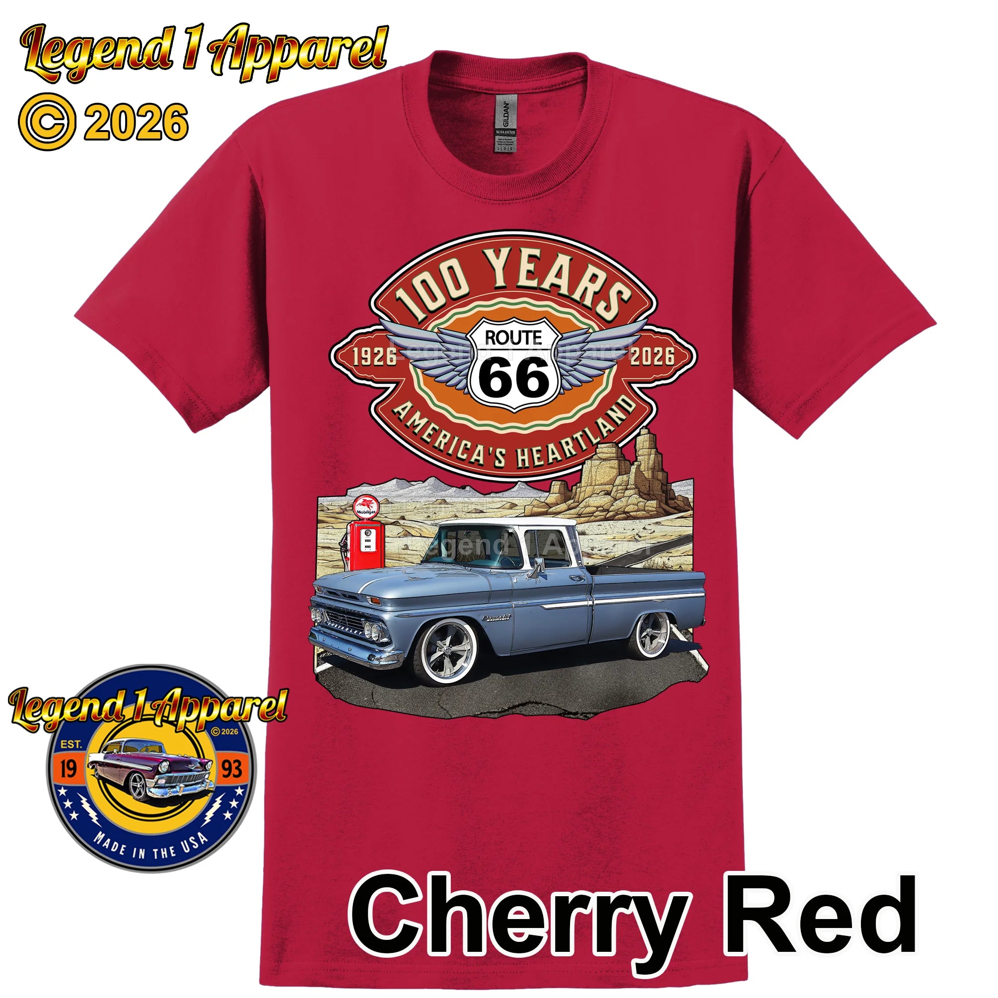 1960 Chevrolet Pick up Classic Truck Graphic Tee – Route 66 100 Years T-Shirt