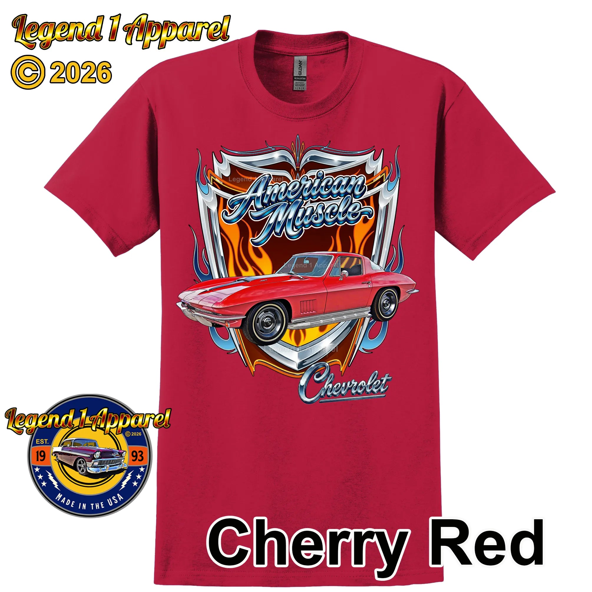 1967 Chevrolet Corvette C2 American Muscle T-Shirt – 67 Chevy Classic Car Graphic Tee