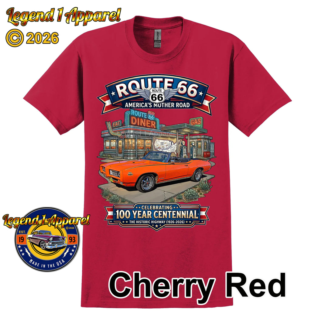1969 Pontiac GTO Classic Car Graphic Tee – Route 66 Centennial T-Shirt
