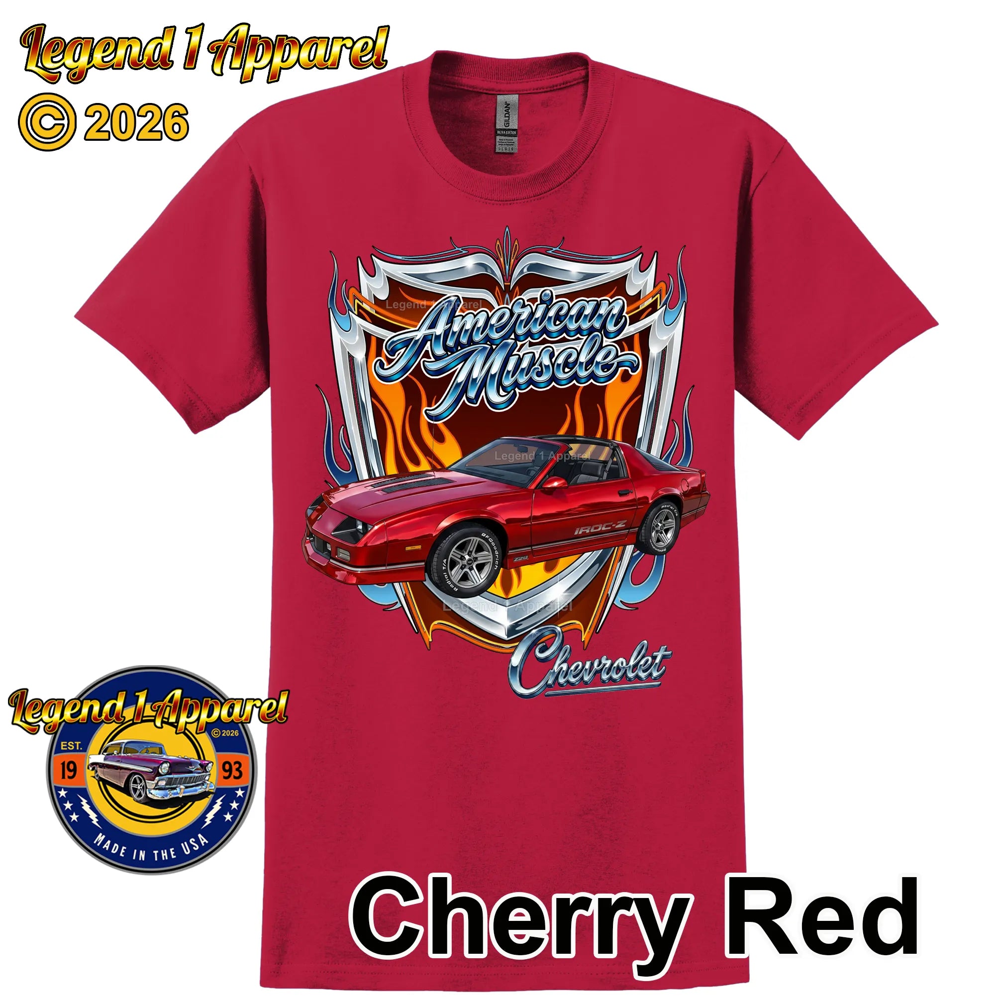 1986 Chevrolet Camaro IROC American Muscle T-Shirt – 86 Chevy Classic Car Graphic Tee