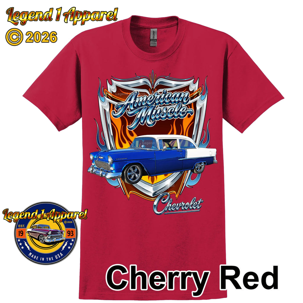 1955 Chevy Bel Air American Muscle T-Shirt –55 Chevrolet Bel Air Classic Car Graphic Tee