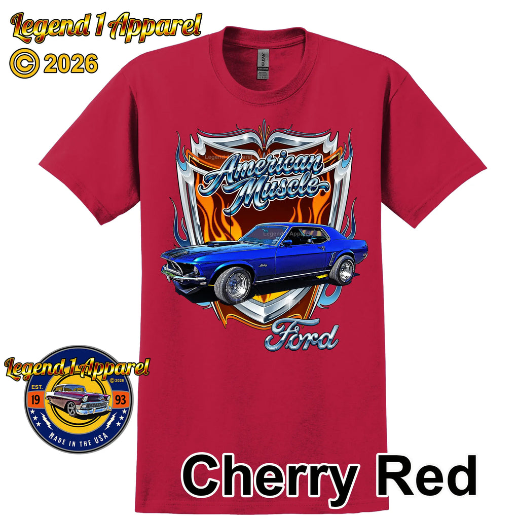 1969 Ford Mustang Classic Car Graphic Tee – American Muscle T-Shirt