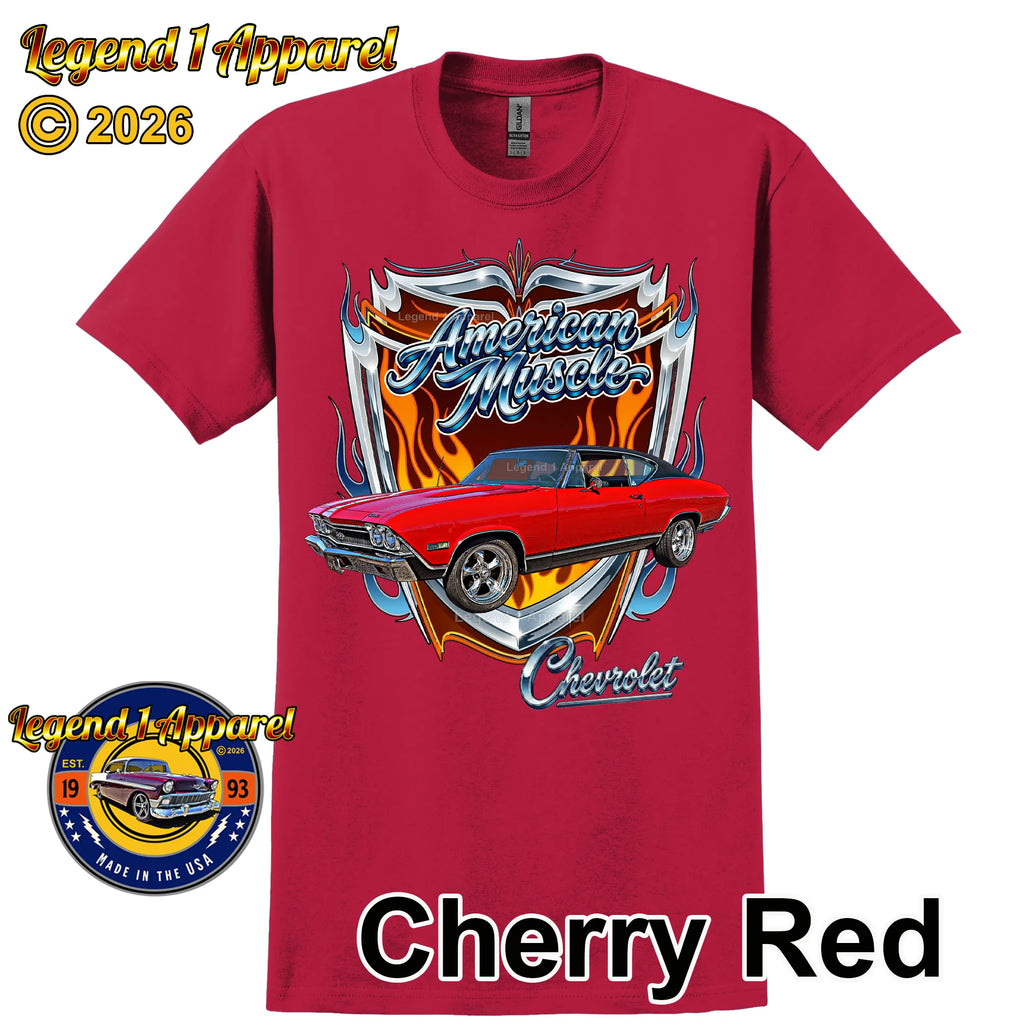 1968 Chevrolet Chevelle SS American Muscle T-Shirt – 68 Chevy Classic Car Graphic Tee