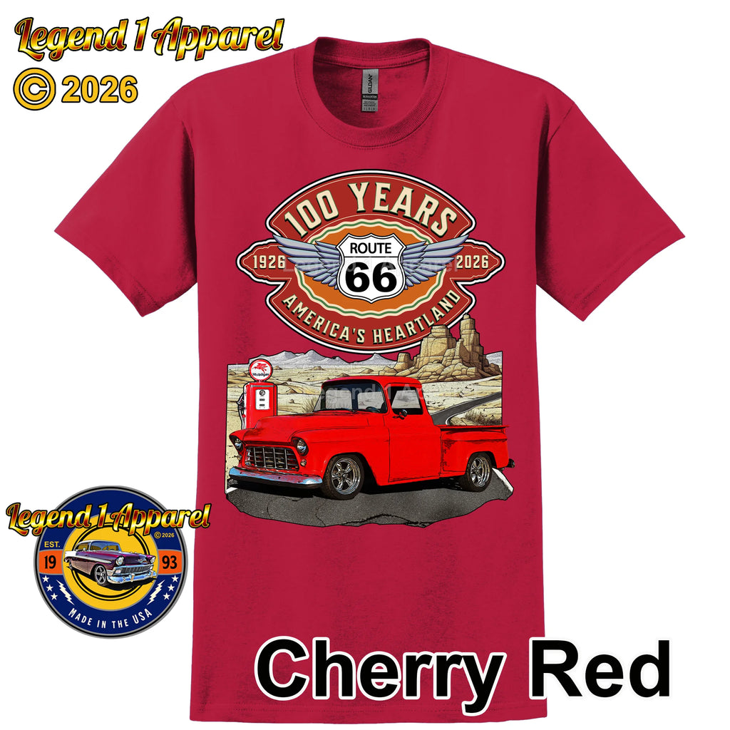1956 Chevrolet Pick up Classic Truck Graphic Tee – Route 66 100 Years T-Shirt