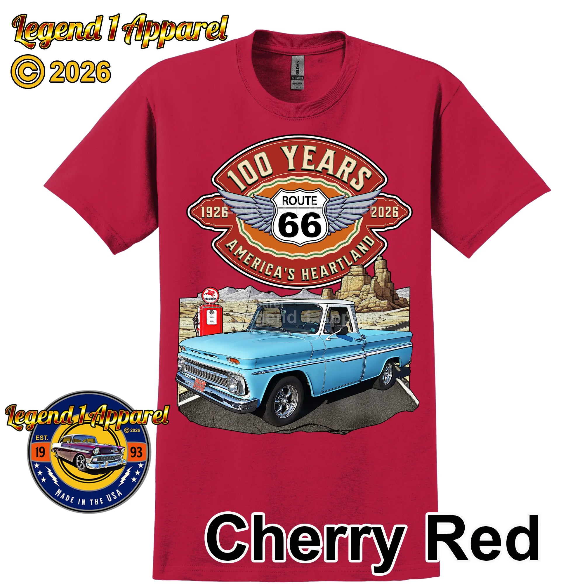 1964 Chevrolet Pick up Classic Truck Graphic Tee – Route 66 100 Years T-Shirt