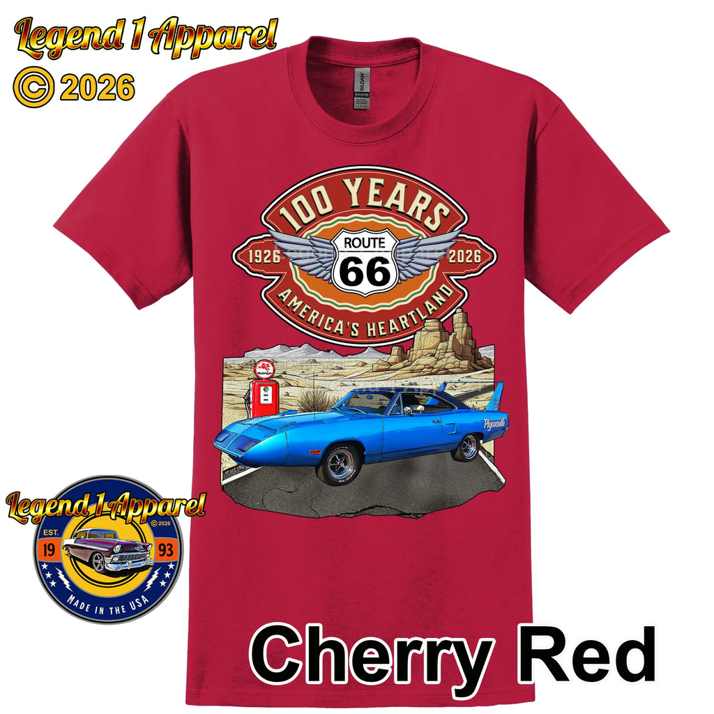 1970 Plymouth RoadRunner Superbird Classic Car Graphic Tee – Route 66 100 Years T-Shirt (Copy)