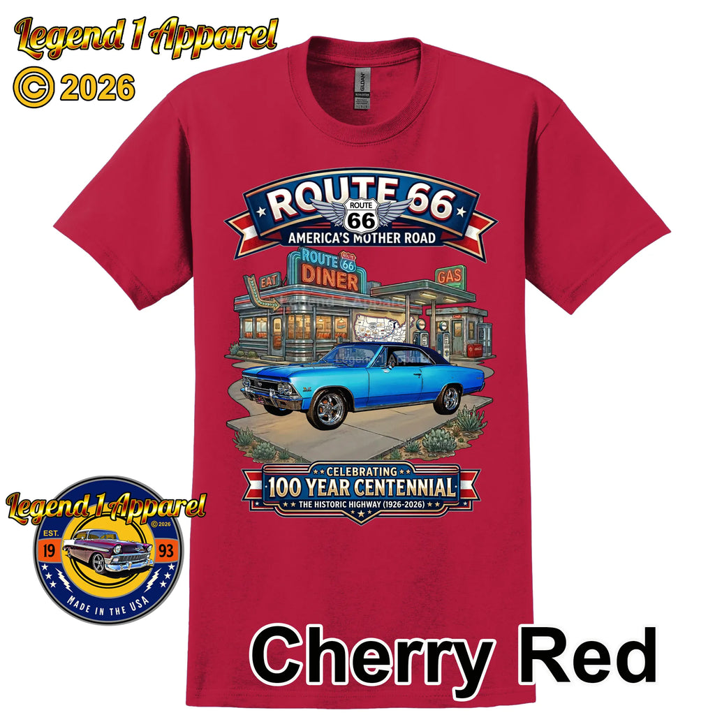 1966 Chevrolet Chevelle SS Classic Car Graphic Tee – Route 66 Centennial T-Shirt