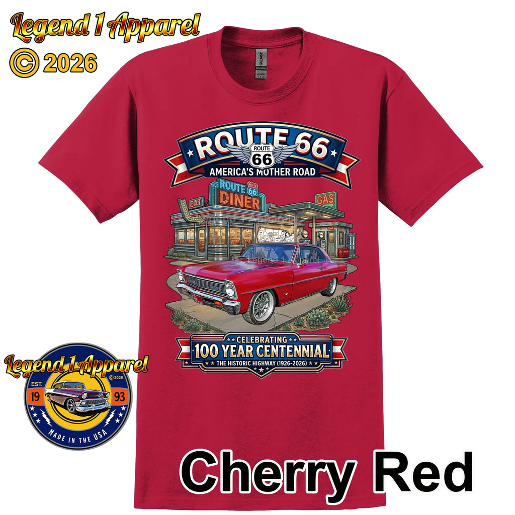 1966 Chevrolet Nova SS Classic Car Graphic Tee – Route 66 Centennial T-Shirt
