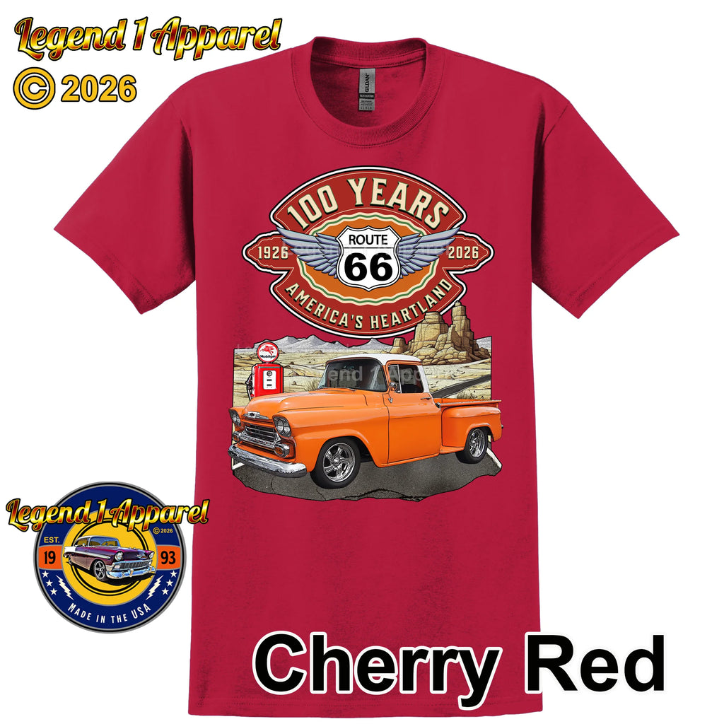 1958 Chevrolet Pick up Classic Truck Graphic Tee – Route 66 100 Years T-Shirt