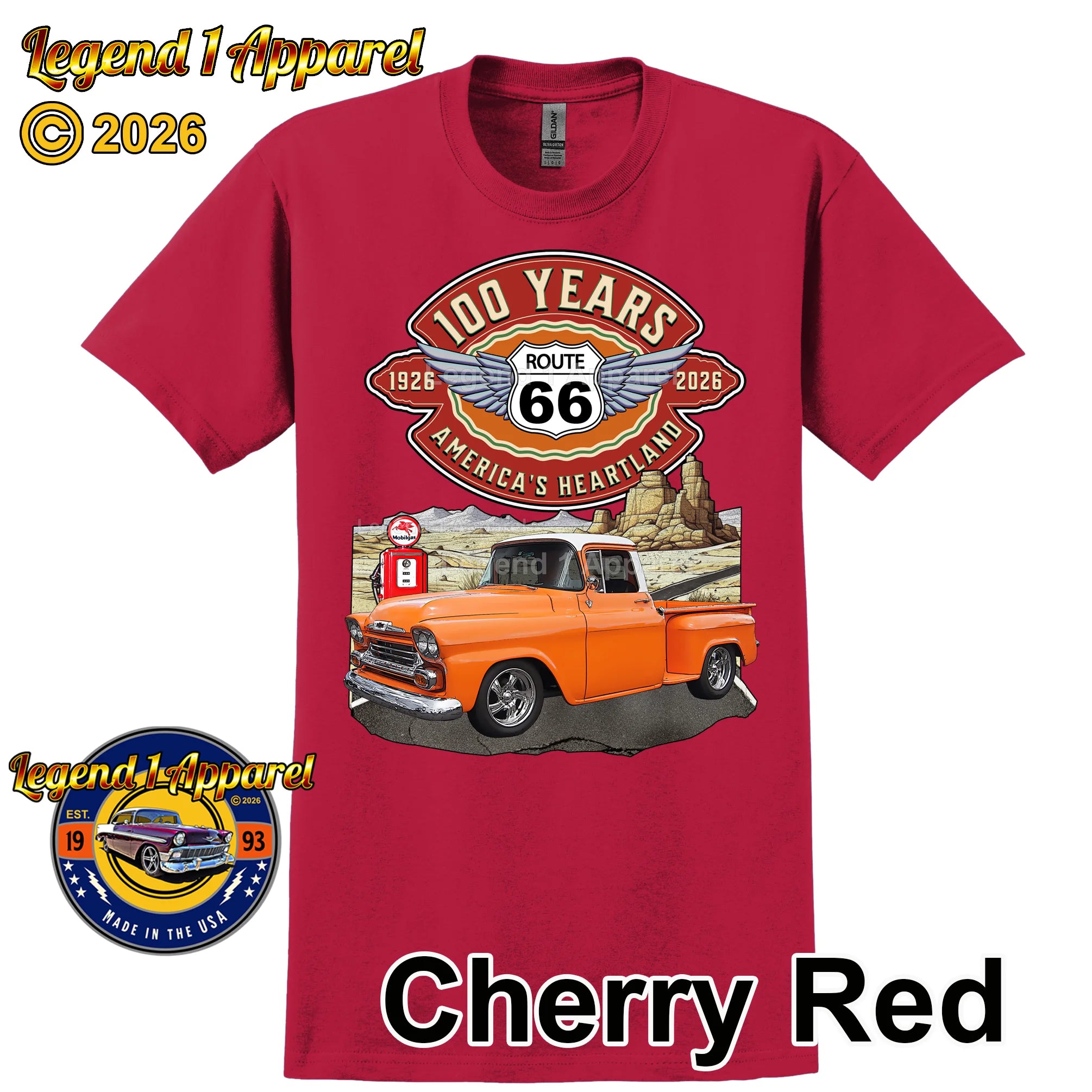 1958 Chevrolet Pick up Classic Truck Graphic Tee – Route 66 100 Years T-Shirt