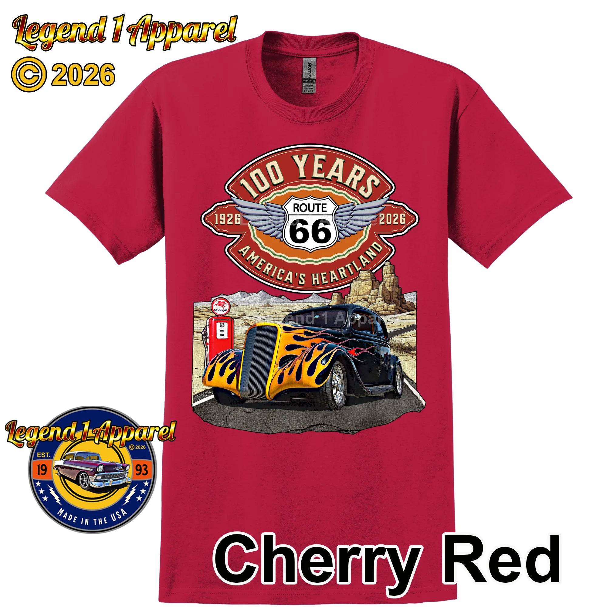 1937 Chevrolet Coupe Classic Car Graphic Tee – Route 66 100 Years T-Shirt