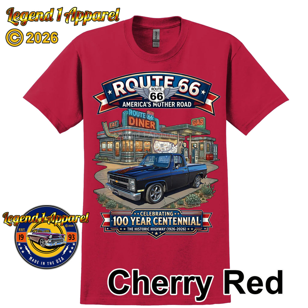 1985 Chevrolet Pick Up C10 Square Body Classic Truck Graphic Tee – Route 66 Centennial T-Shirt