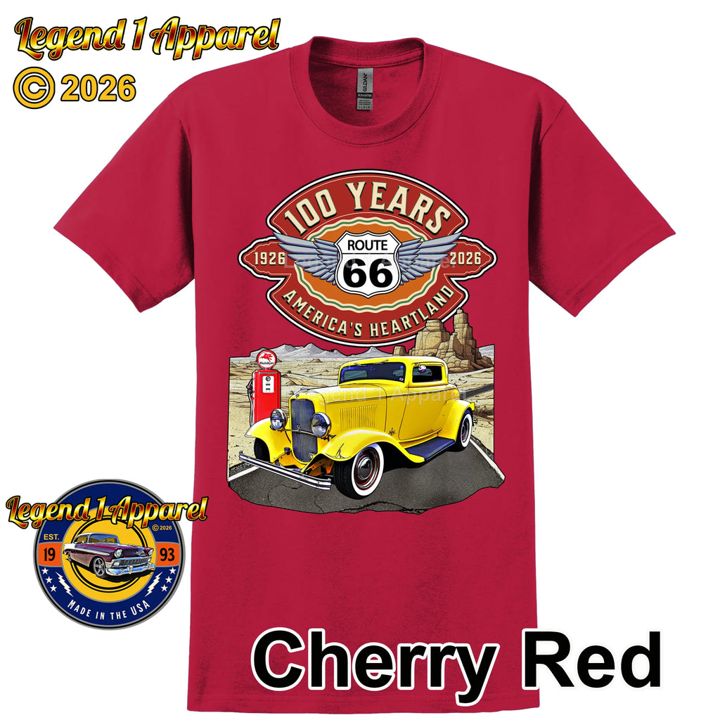 1932 Ford Coupe Classic Car Graphic Tee – Route 66 100 Years T-Shirt