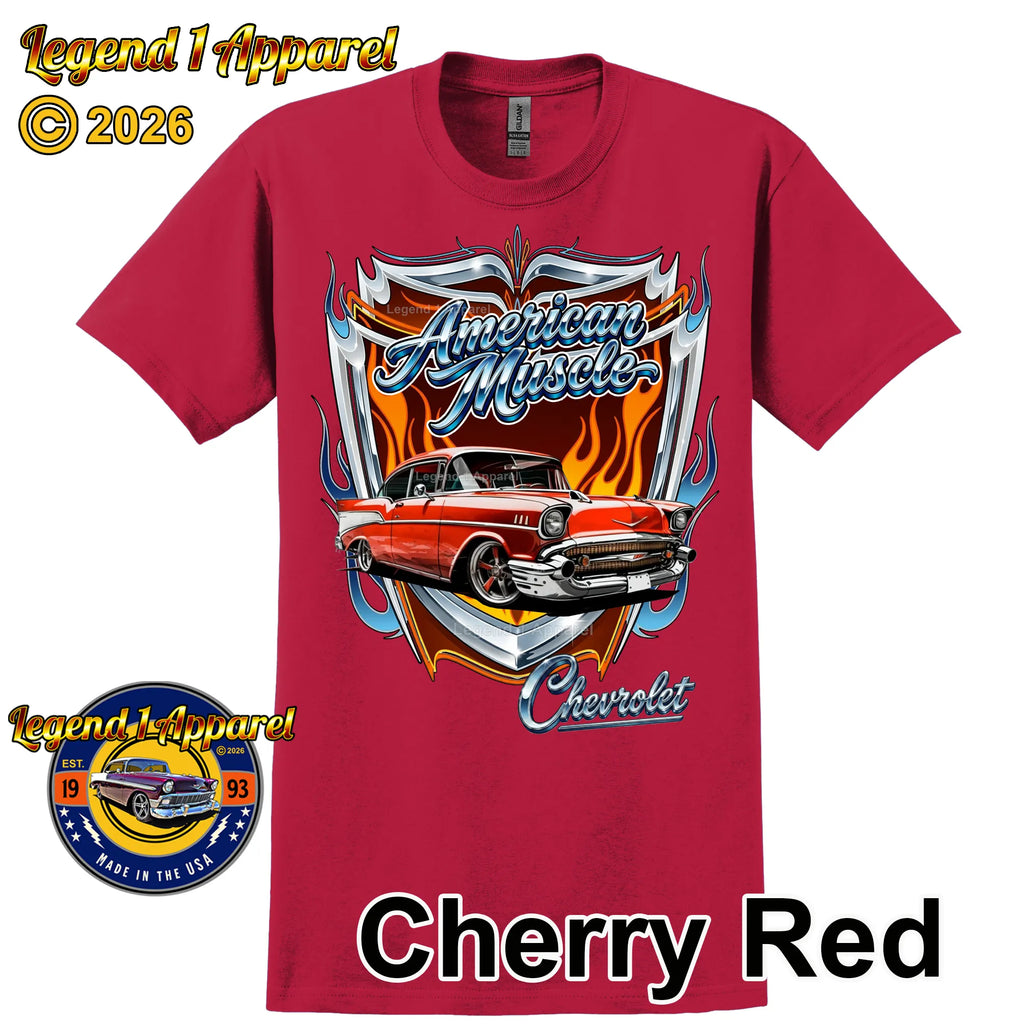 1957 Chevy Bel Air American Muscle T-Shirt – 57 Chevrolet Bel Air Classic Car Graphic Tee