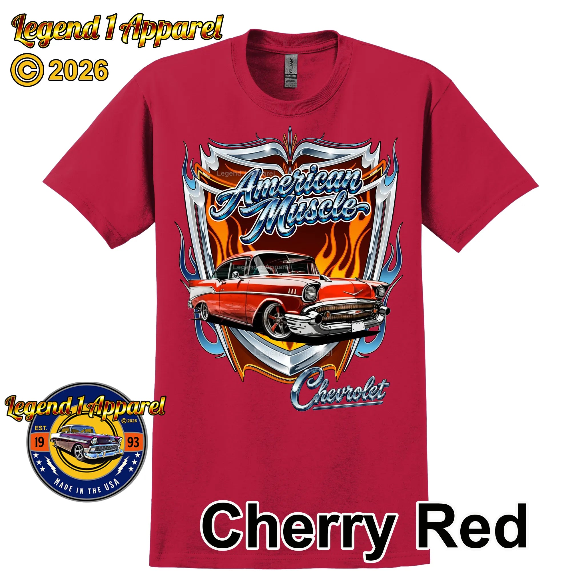 1957 Chevy Bel Air American Muscle T-Shirt – 57 Chevrolet Bel Air Classic Car Graphic Tee