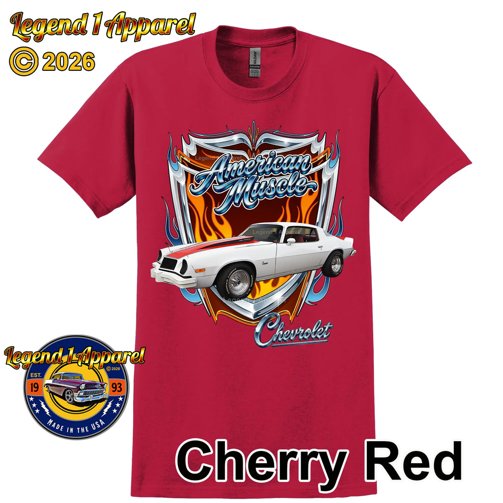 1976 Chevrolet Camaro American Muscle T-Shirt – 76 Chevy Classic Car Graphic Tee