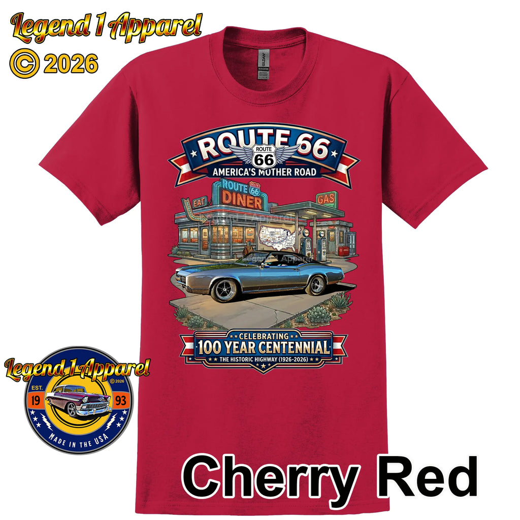 1967 Buick Riviera Classic Car Graphic Tee – Route 66 Centennial T-Shirt