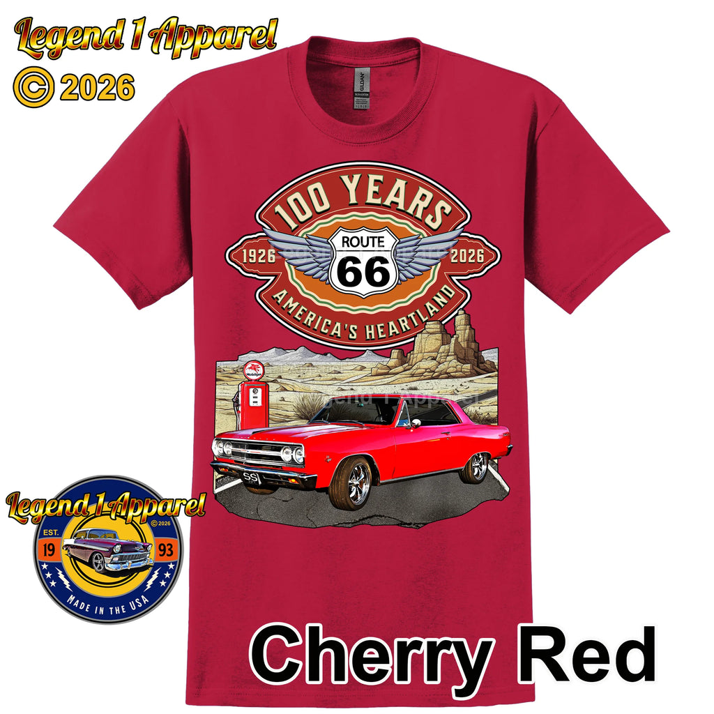 1965 Chevrolet Chevelle SS Classic Car Graphic Tee – Route 66 100 Years T-Shirt