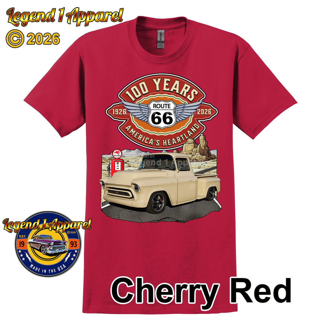 1957 Chevrolet Pick up Classic Truck Graphic Tee – Route 66 100 Years T-Shirt