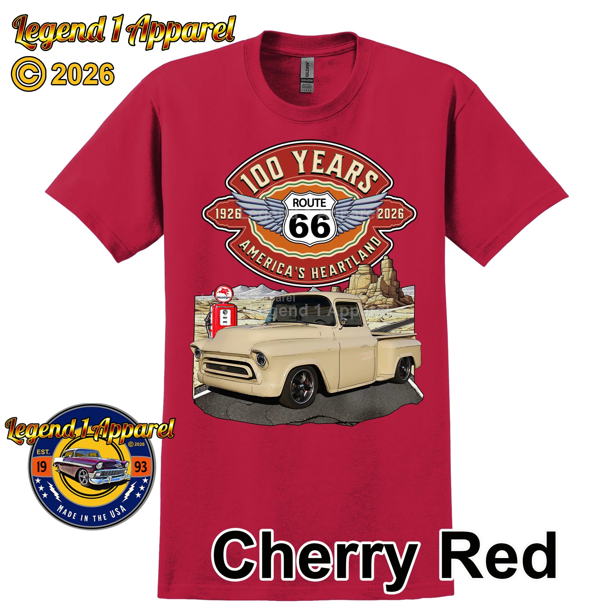 1957 Chevrolet Pick up Classic Truck Graphic Tee – Route 66 100 Years T-Shirt